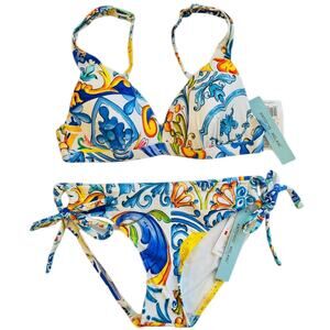 ANTONIO MELANI NWT Blue Mosaic Floral 2 Piece Bikini Swim SET – XS